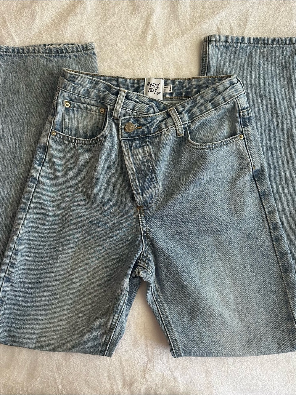 Princess Polly Holly Asymmetrical Straight Leg Denim Jeans